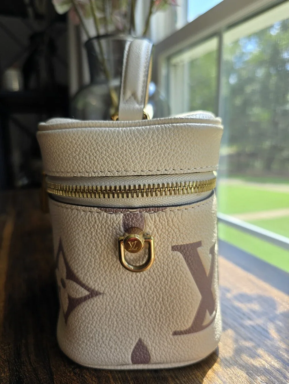 Louis Vuitton Vanity PM in Creme and Bois de Rose Bicolor Monogram Empreinte